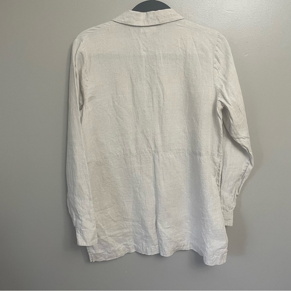 J. Jill Love Linen women’s size XS extra small Button Down Shirt oatmeal - Picture 5 of 9